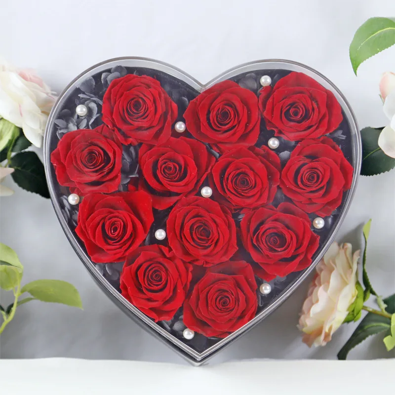 Wholesale Valentine Rose Gifts Heart Shaped Box Rose Acrylic Box Preserved Flowers Buy Acrylic