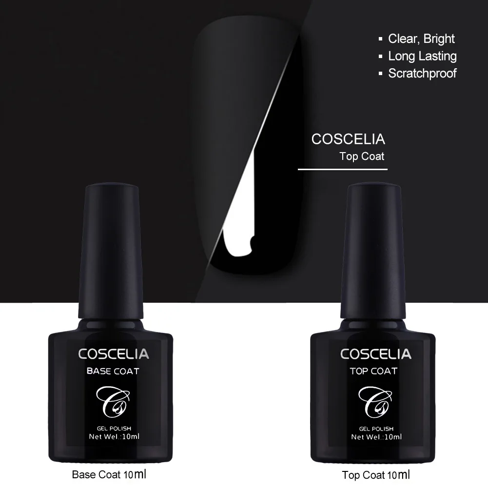 

COSCELIA Super Shining Nail Base Coat Top Coat UV LED Gel Polish Professional Suppliers Nail Protection Long Lasting Shiny Color