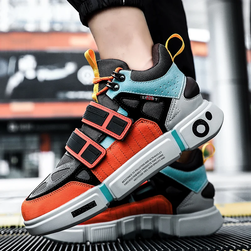 

2020 Fashion Men Platform Trainers Man Shoes Male Footwear Street Style Breathable Men Chunky Sneakers, Beige / black / orange / colorful