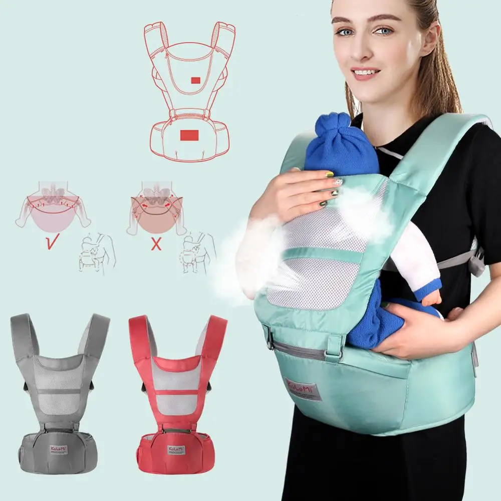 

Multi-functional Cotton and Polyester Breathable Baby backpack Carrier for Newborns, Red, grey, green