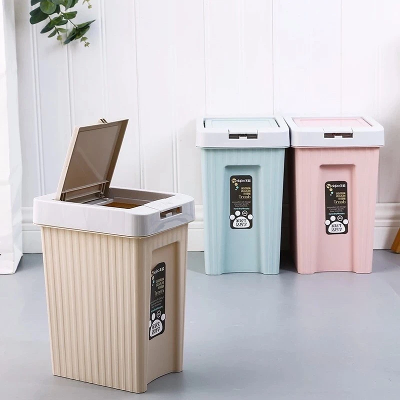 

Pressing Type Indoor Garbage Plastic Recycling Bin Kitchen Household Trash Bin for Home Hotel, Pink,blue,khaki