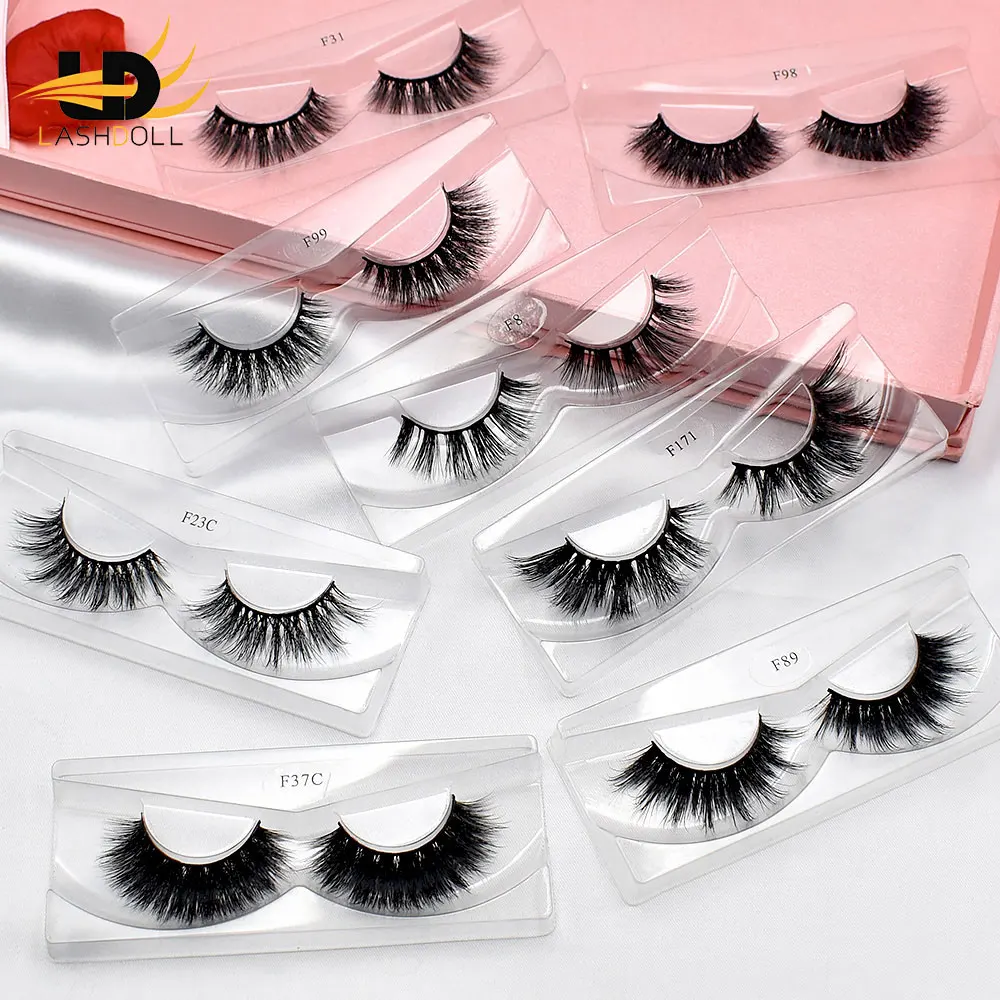 

cheap mink lashes regular 3D mink lashes Premium natural length mink eyelashes with custom eyelash packaging box, Natural black ,brown color lashes