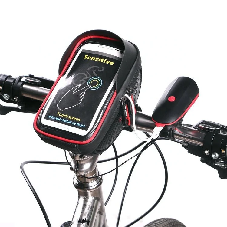 

Outdoor Mountain Bike Navigation Touch Screen Phone Bag Bicycle Bike Front Handlebar Cycle Bag, Black & black/red