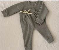 

high quality organic cotton long sleeves baby infant newborn Kids Pajamas kids clothing set 2PCS baby sleep suit Tops and pants