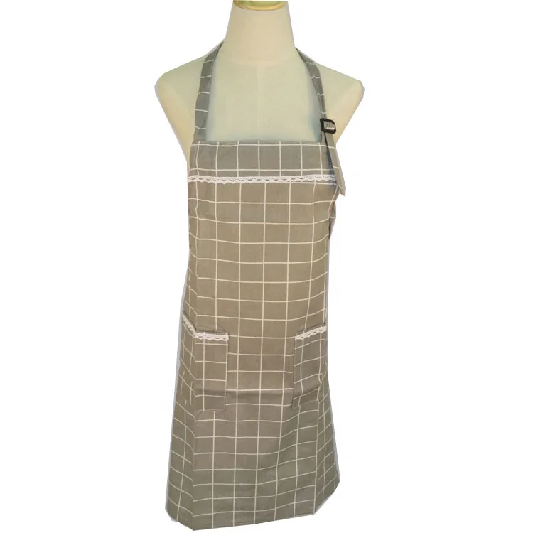 

Household apron Kitchen dust-proof household cotton and linen apron OEM customization