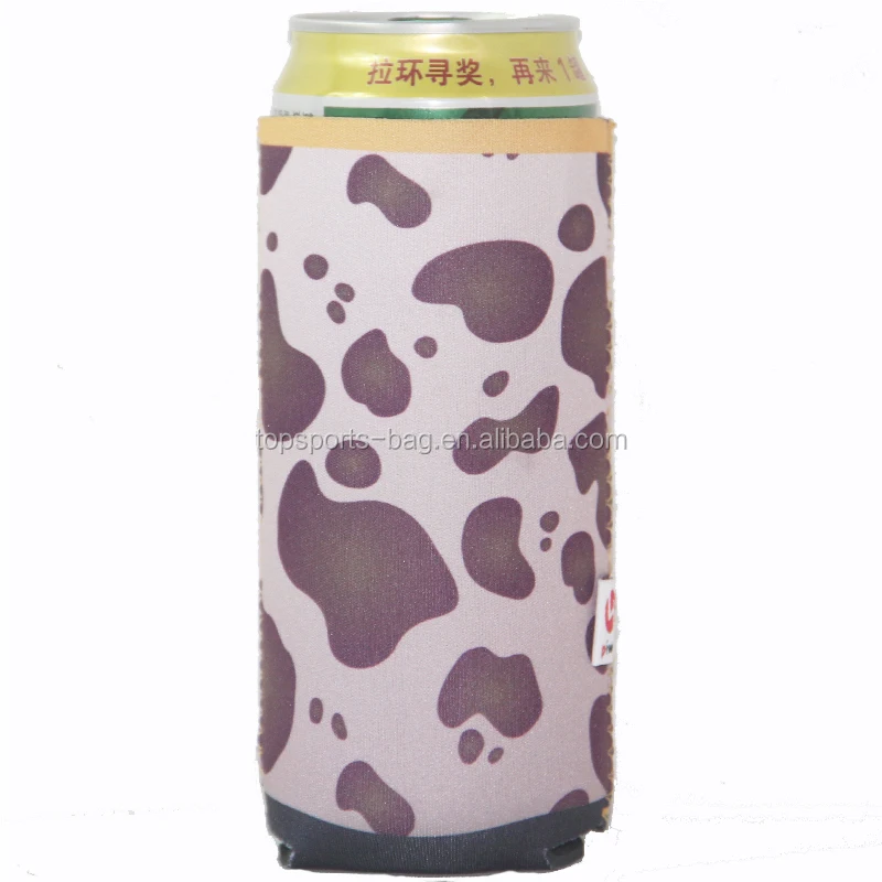 

Custom Label Logo Leopard Print Light Pink 16.9 oz Neoprene Collapsible Drink Can Coolie Cover for BBQ Camping Party, Any pantone color or multicolor