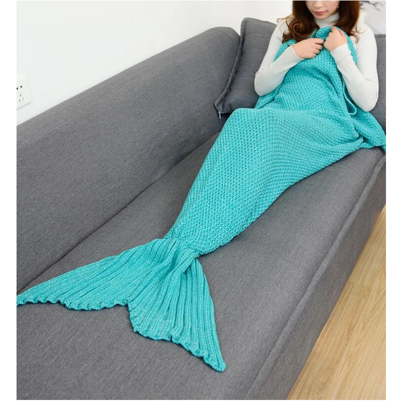 

Free shipping mermaid blanket knitting mermaid tail blanket sofa blanket