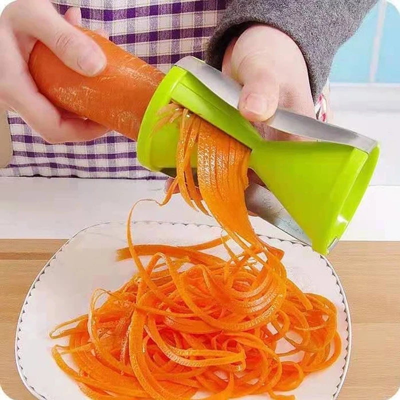 

1PC Kitchen Good Helper Portable Spiral Cutting Machine Spaghetti Pasta Vegetable Spiral Fruit Grater Slicer Machine, Green