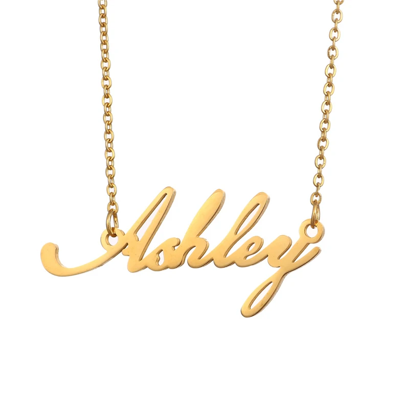 

Vintage Font Latest Design Gold Plated Lady's Gift Ashley Personalized Custom Names Necklace, Silver/gold/rose gold