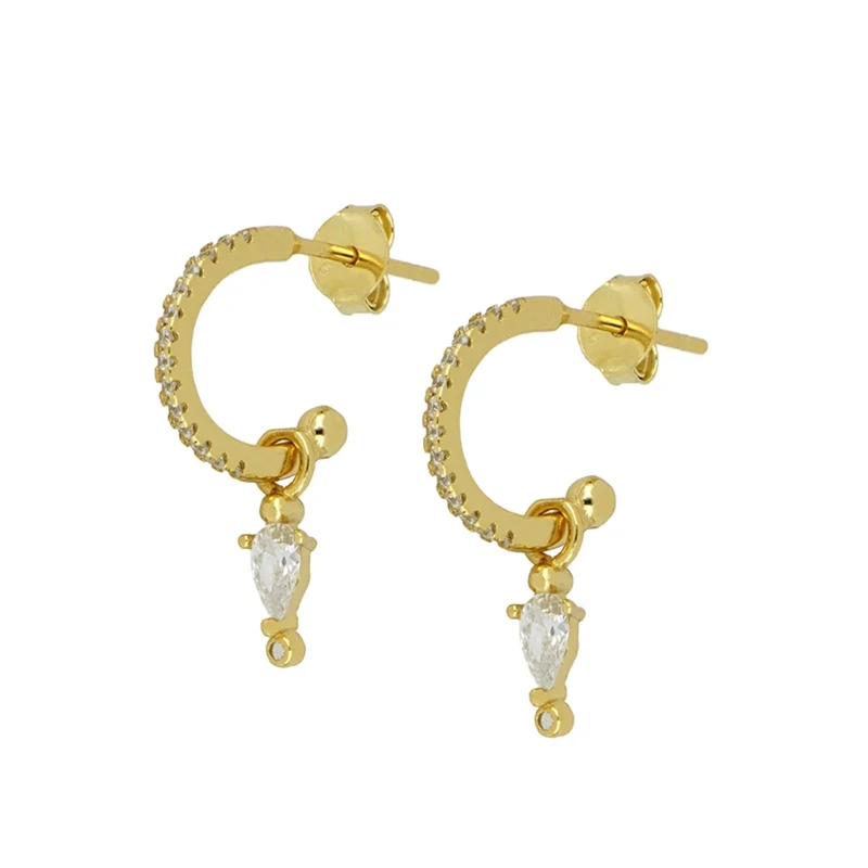 

ROXI s925 Sterling Silver C type semicircle Water Drop Diamond Women Earrings