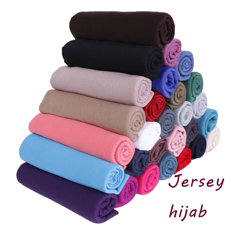 High quality elasticity solid color headscarf women muslim hijab jersey cotton scarf