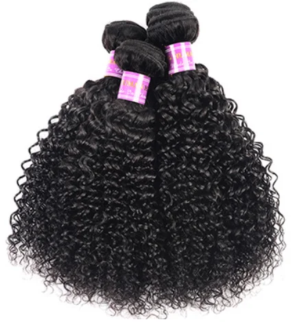 

Top Quality Malaysian Human Hair Nature Kinky Curly Weave Hair 100% Real Person Wig Curtain Hair Extensions, Black