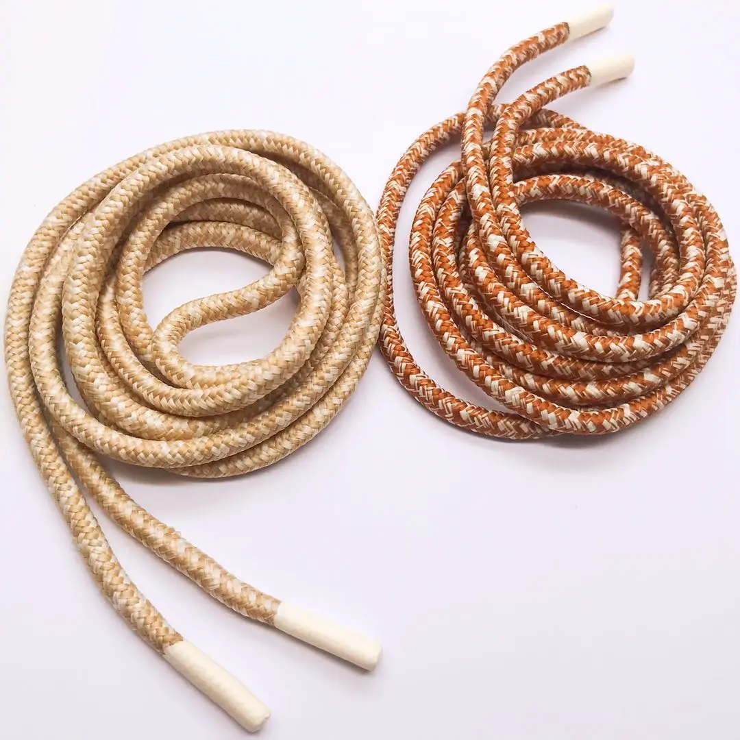 
6mm blend color round polyester drawstring cord with silicon dipping ends 