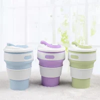 

Portable OEM Eco Friendly Collapsible Travel Coffee Mug Silicone Foldable Coffee Mug Cup With Lid