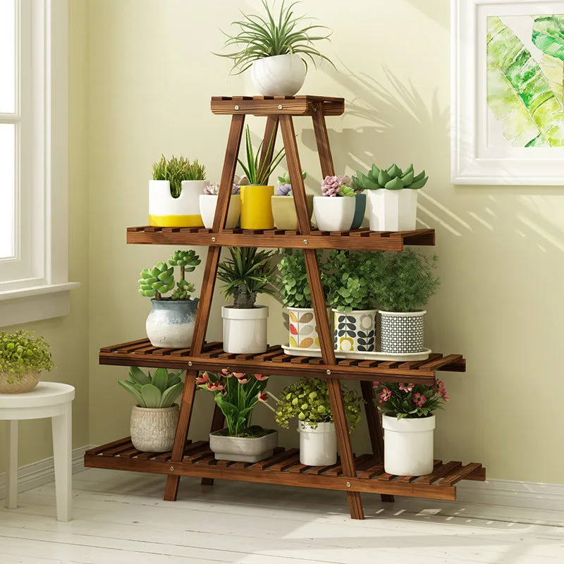 

Manufacturers direct Multi-Layer garden Floor Succulent Potted Plant Shelf solid wood flower stand, Carbide wood
