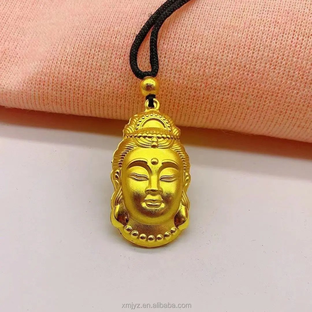 

Brass Gold-Plated Avalokitesvara Buddha Head Alluvial Gold Hollow Mazu Pendant Necklace Pray For Peace Pendant For Men And Women