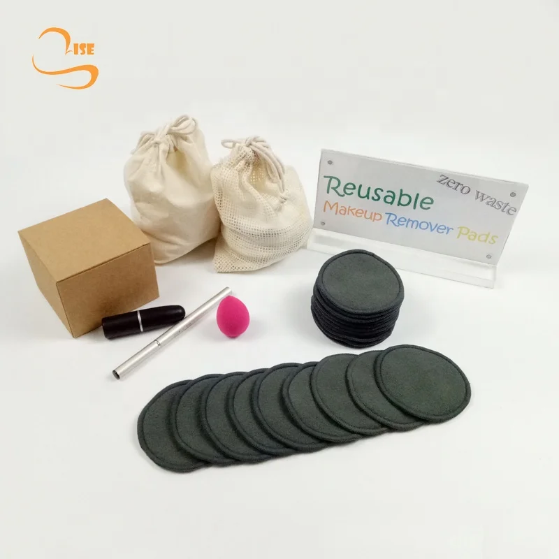 

Eco-friendly 3Layers  Bamboo Charcoal Reusable Makeup Pads Soft Circular Cleaning Pads