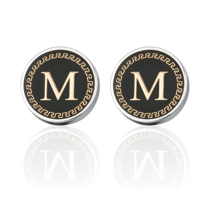 

custom Men's CuffLinks Business Shirt Studs Wedding ,26 Alphabet Initial Letter name grooms wedding Cufflinks
