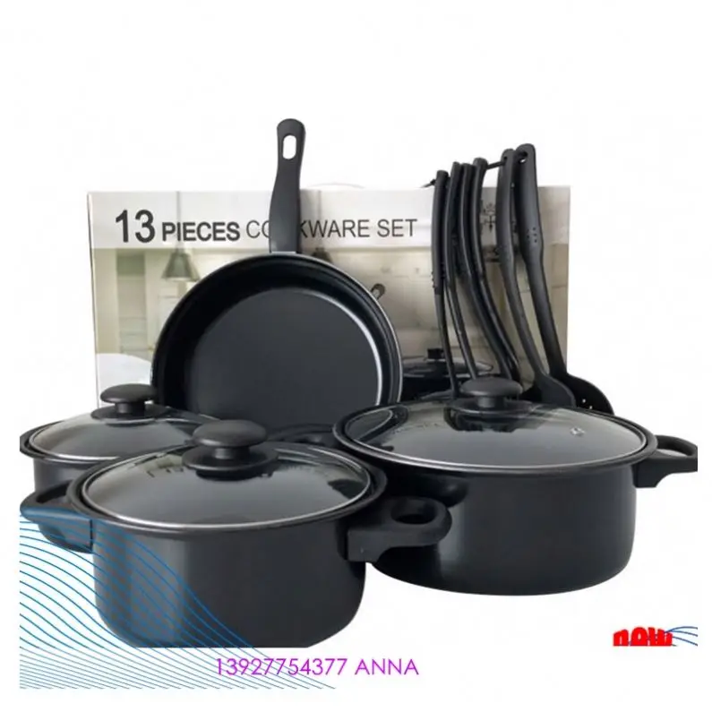 

Amazon 13 Pcs Cookware Set Pots And Pans Non Stick Kitchen Camping Sets Cooking Pot, Black