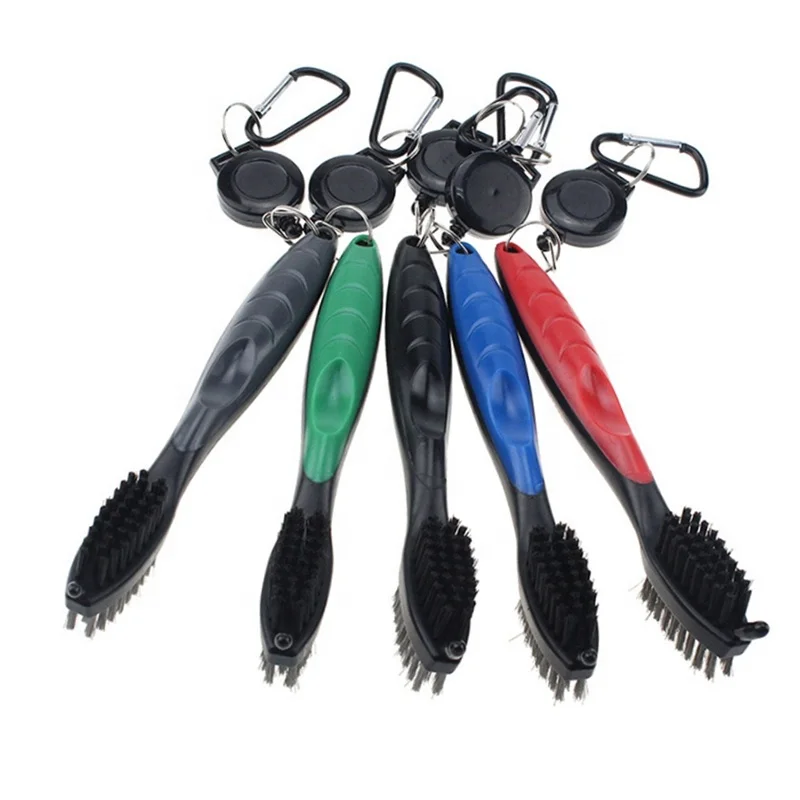 

High quality stainless steel bristle cleaning brush for golf clubs Golf head cleaning brush with protective cover, Picture