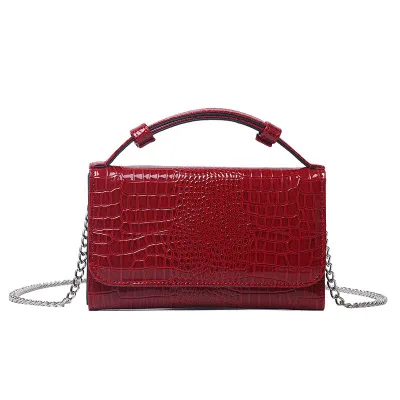 

Latest Designs Elegant Lady Crocodile Leather Clutch Bags Chain Women Fashion Purse Handbag, Black/pink/red/yellow