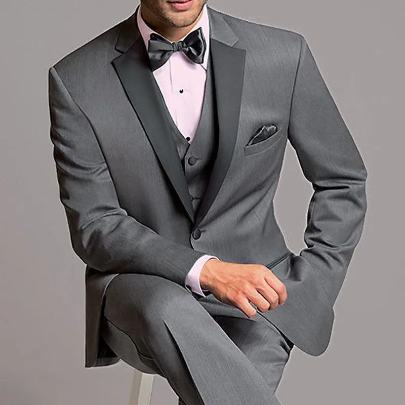 

LL149 Gray Men Suit 3 pieces Terno Custom Tailored Slim Fit Lapel Cran Wedding Groom Custom Made Blazer Groom Suits, Per the request