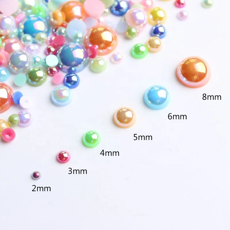 

Wholesale 2mm 4mm 6mm 8mm 10mm 12mm 14mm Flat Back Pearls Pink ABS Rhinestone Applique Half Round Beads Flatback Pearls, 25 ab color