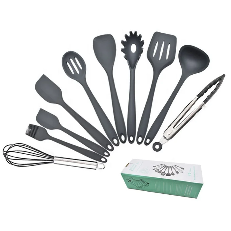 

Home Kitchen 10 PCS Heat Resistant Silicone Spatula Tools Household Non Stick Silicone Cooking Utensils Set, Shown