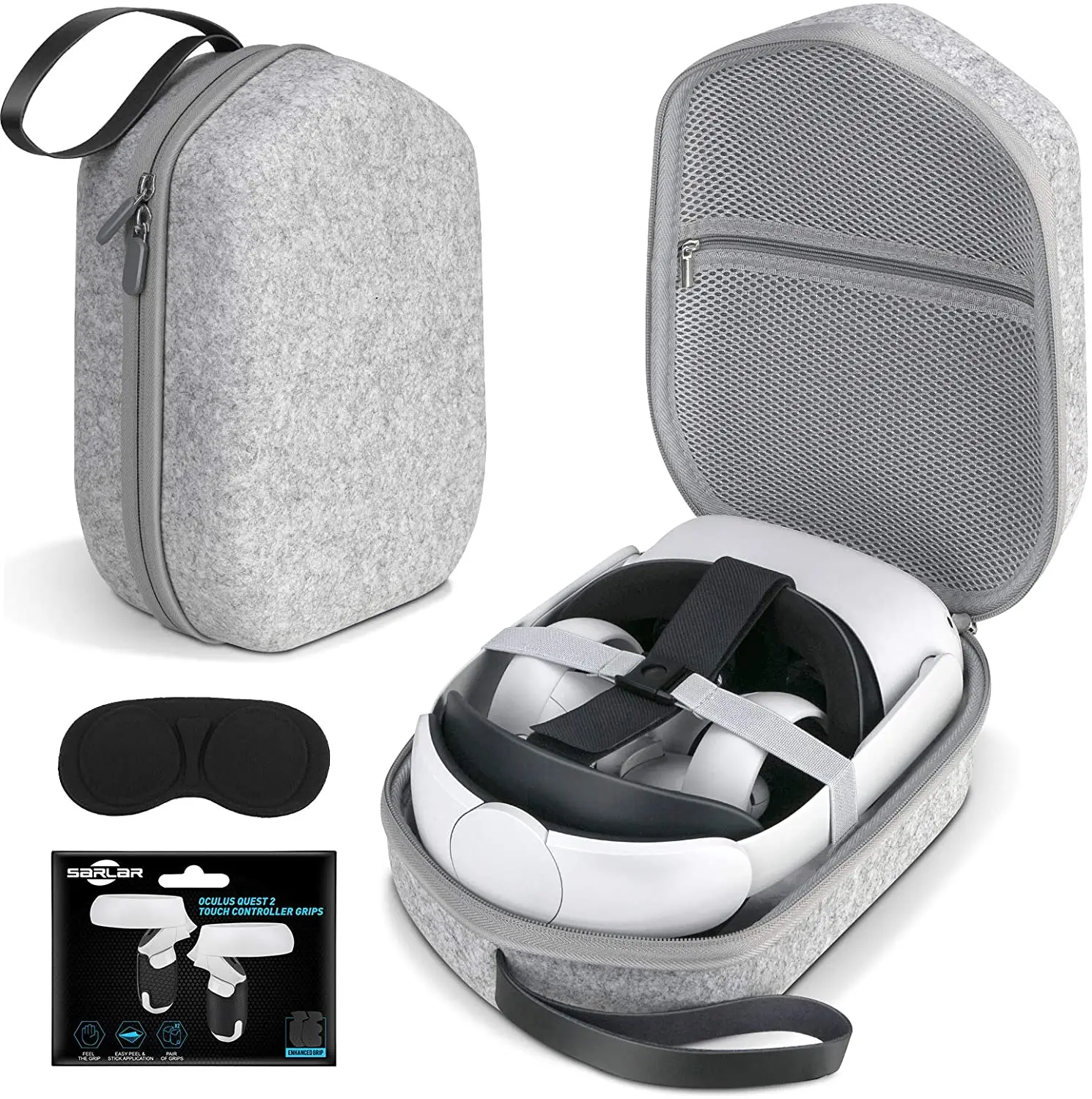 

Travel and Home Storage Hard Carrying Case Compatible with VR Gaming Headset and Touch Controllers Accessories for Quest 2, Grey