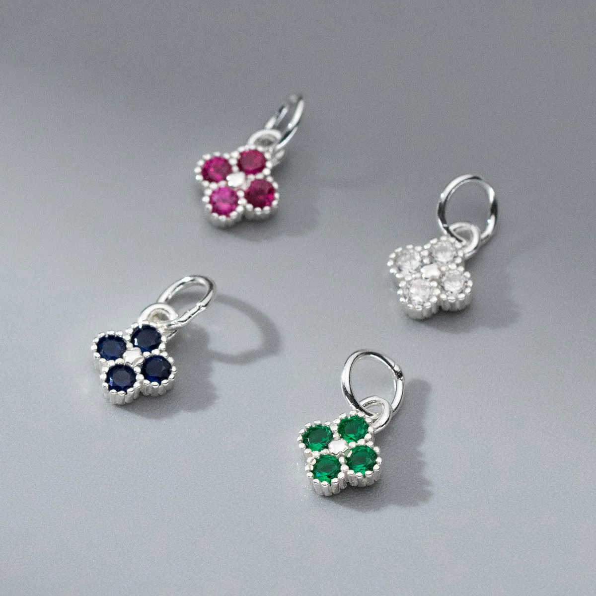 

New style 925 sterling silver colorful zircon flower charms for jewelry making pendants