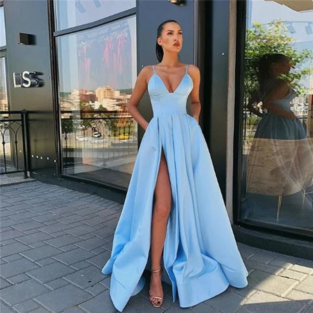 

Women's Ladies Party Dress 2021 Tube Top Split Evening Dress Host Women Dress, Picture color