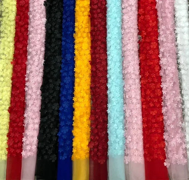

Hot selling 3d lace fabric embroidery butterfly embroidery lace tulle fabric