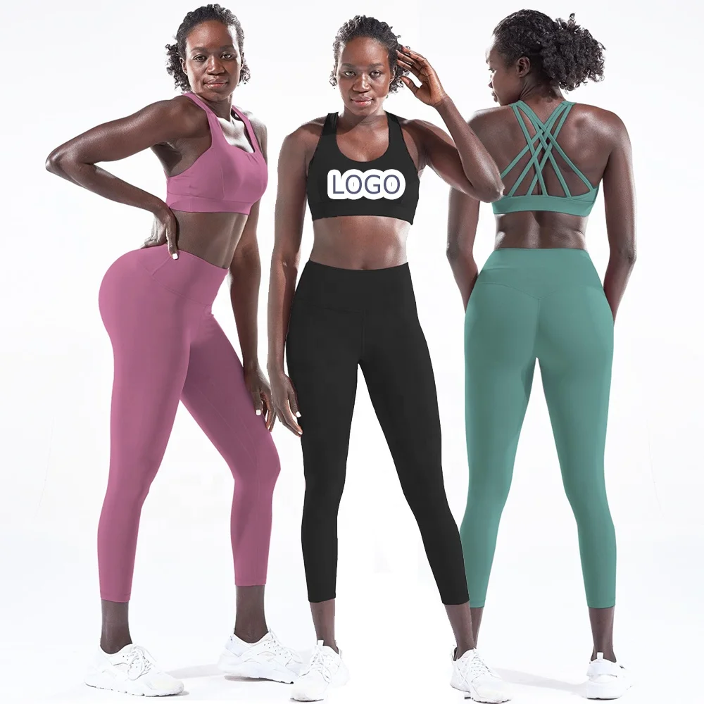 

Oem Custom Wholesale High Impact Gym Sport Bar and Pants Set Girls Women's Activewear Yoga Wear Sportswear Running