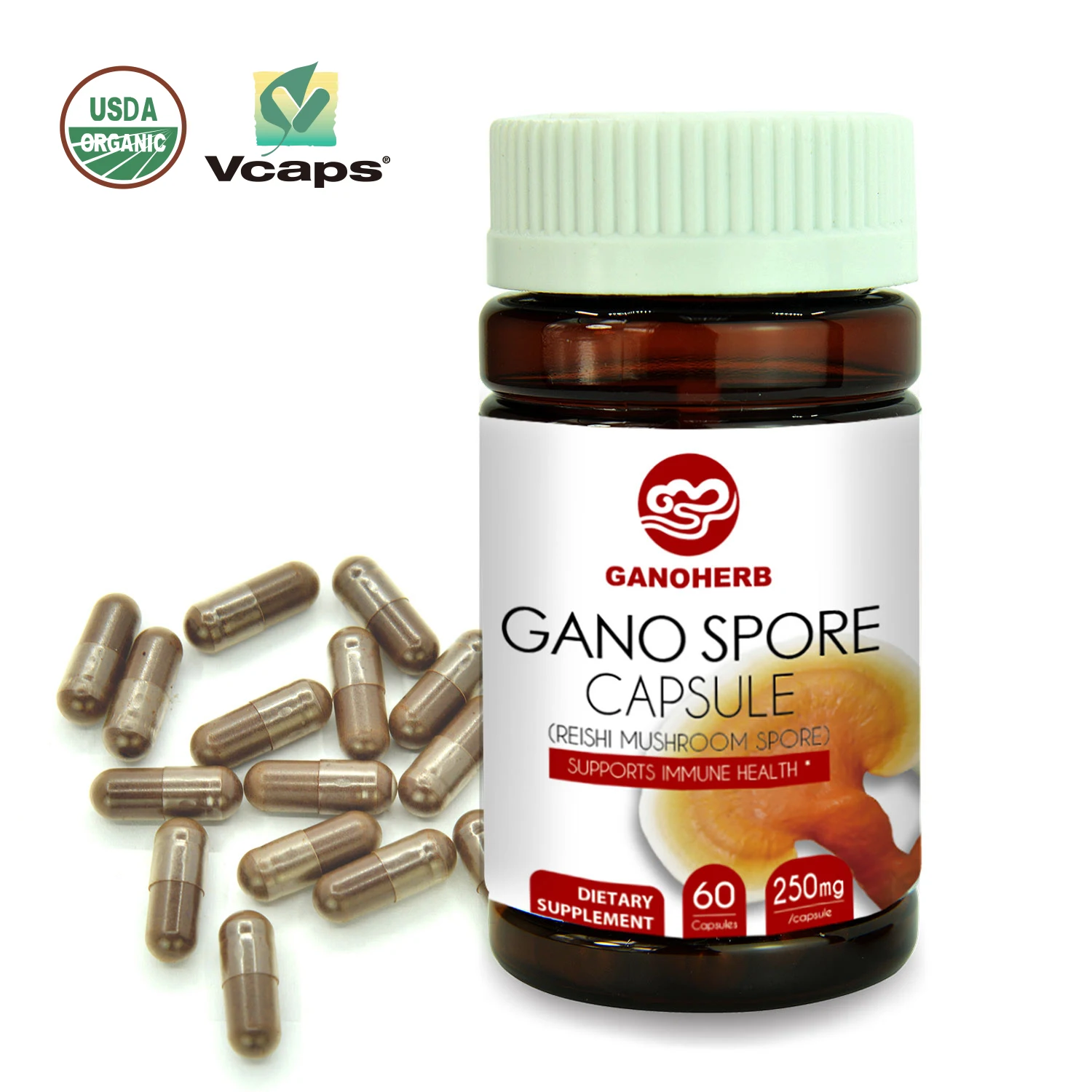 
Herbal supplement GanoHerb Immunity booster Organic Ganoderma Lucidum Capsules  (60679119624)