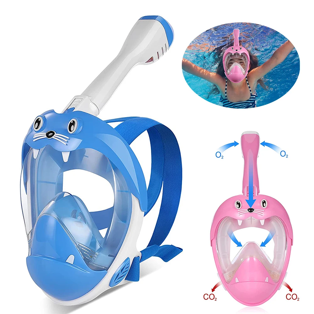 

Snorkeling Gear Scuba Diving Full Face Mask Anti Fog Snorkeling Mask For Kids