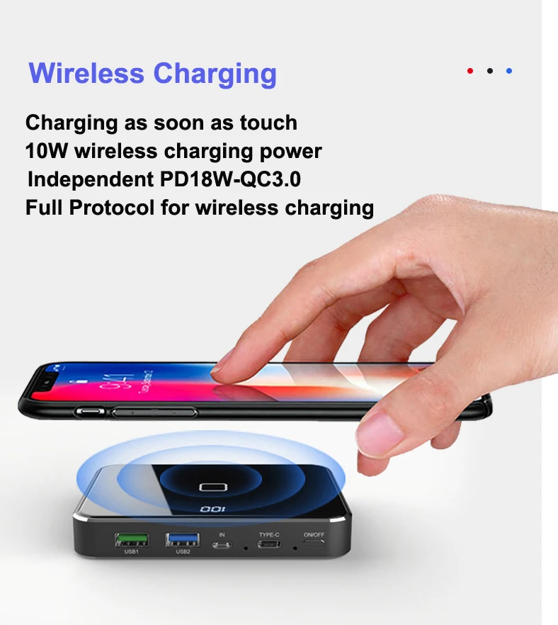 Rohs CE 3in1 wireless pad phone charger fast PD 100W laptop portable charger notebook power bank 3 in 1 wireless charger - ANKUX.COM