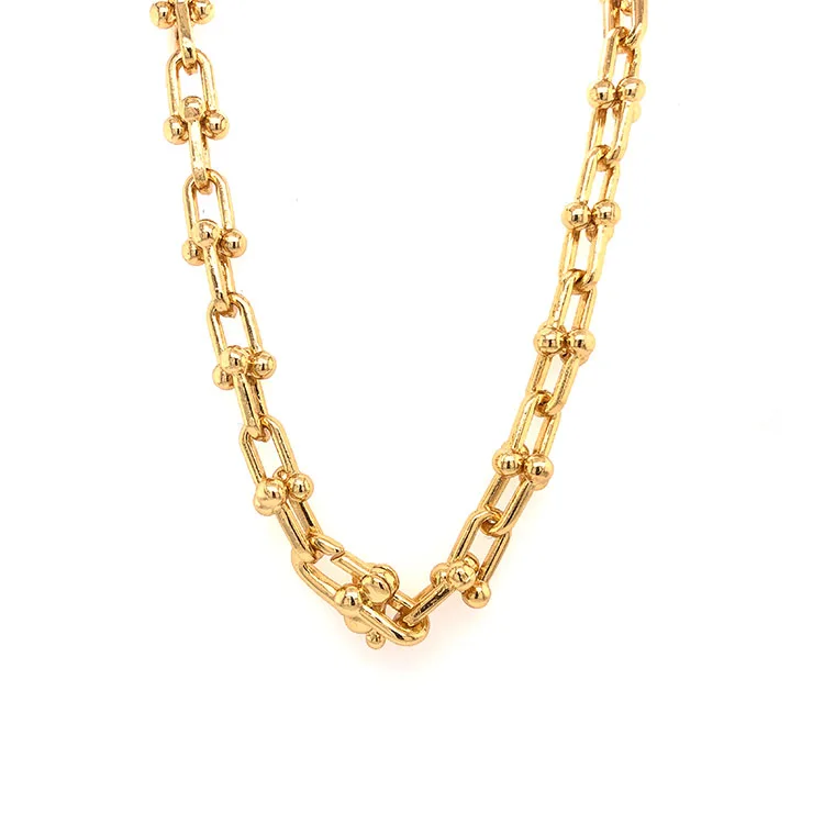 

2021 Hot selling good quality U chain Thick Necklace 18K Gold Plated jewelry factory dropshipping custom design trendy