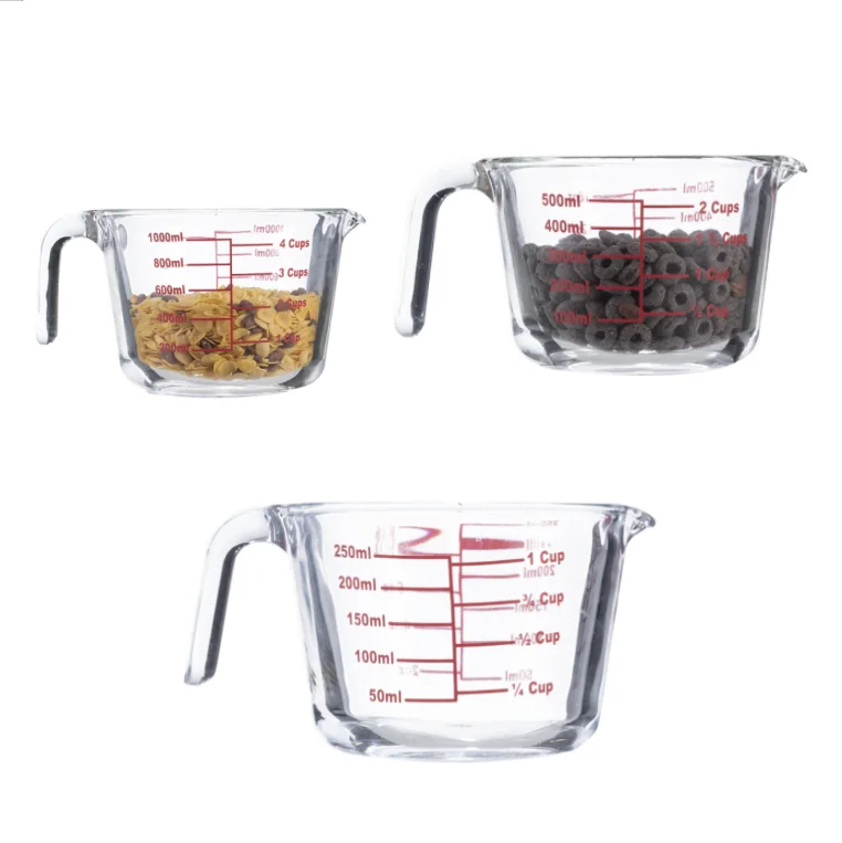 

High borosilicate 3 piece glass measuring cup set