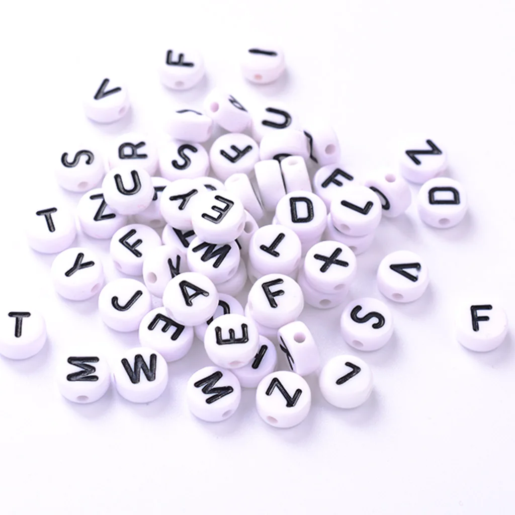 

100PCS White Round Letter And Alphabet Number Cube Beads For Jewelry Making DIY Necklace Bracelet (6*6mm)