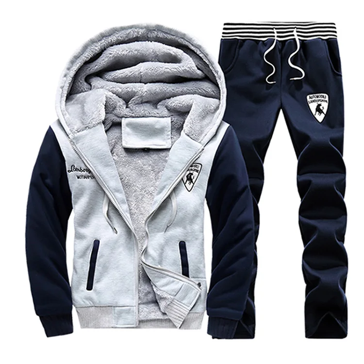 

Winter men's padded cashmere sweater suit plus size casual sportswear suit