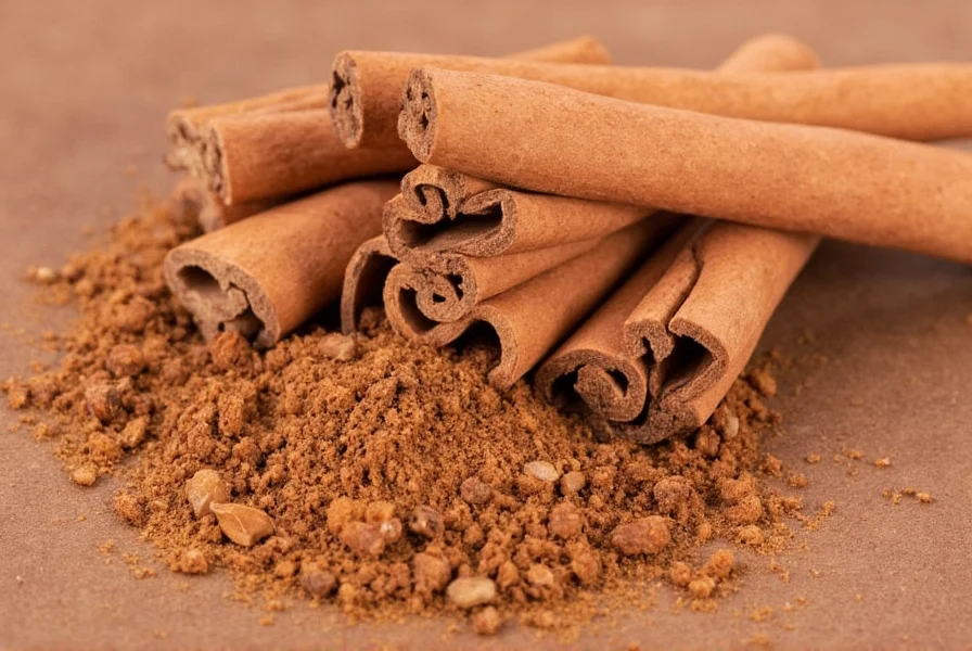 Close-up view of Ceylon cinnamon sticks compared to Cassia cinnamon sticks showing the layered structure difference