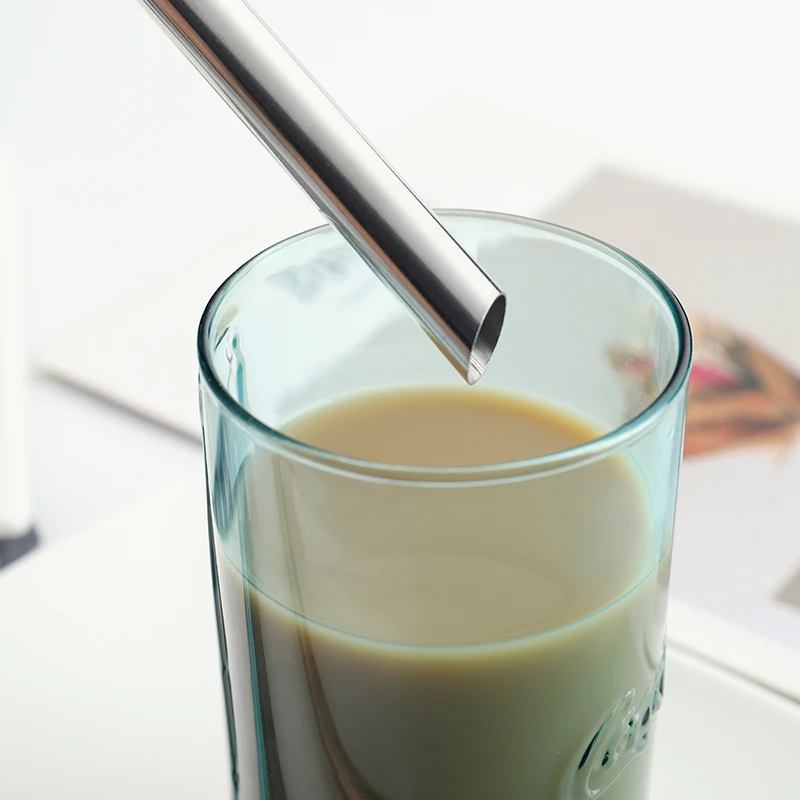 Reusable Metal Drinking Straw Stainless Steel 12mm Drinks Bubble Tea Straws With Cleaner Brush