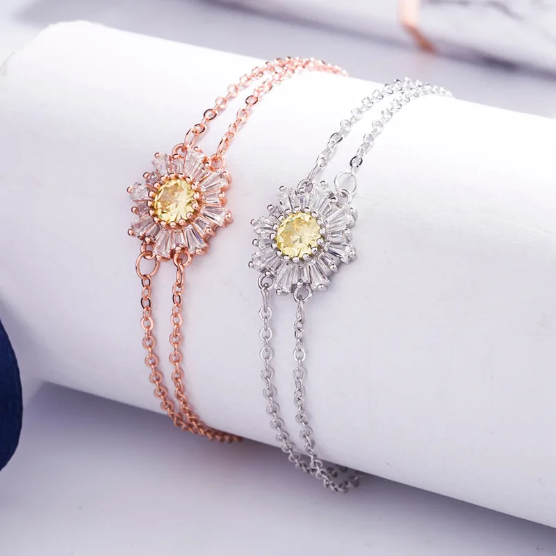 

925 Sterling Silver flowers pendant women silver bracelet