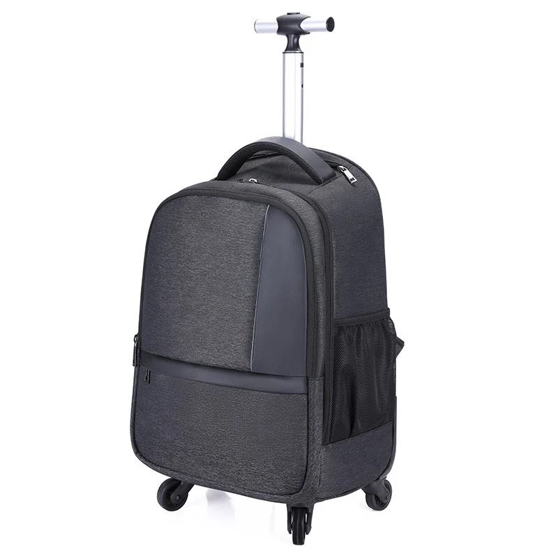 

LP060 black oxford waterproof anti theft hardshell 4 wheeled rolling laptop trolley backpack for 17" laptop for men