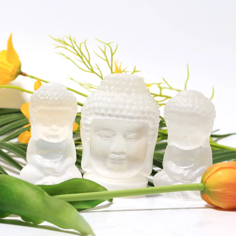 

Hot Sales Selenite Buddha Carving Healing Stone Crystal Carving For Feng Shui Decoration