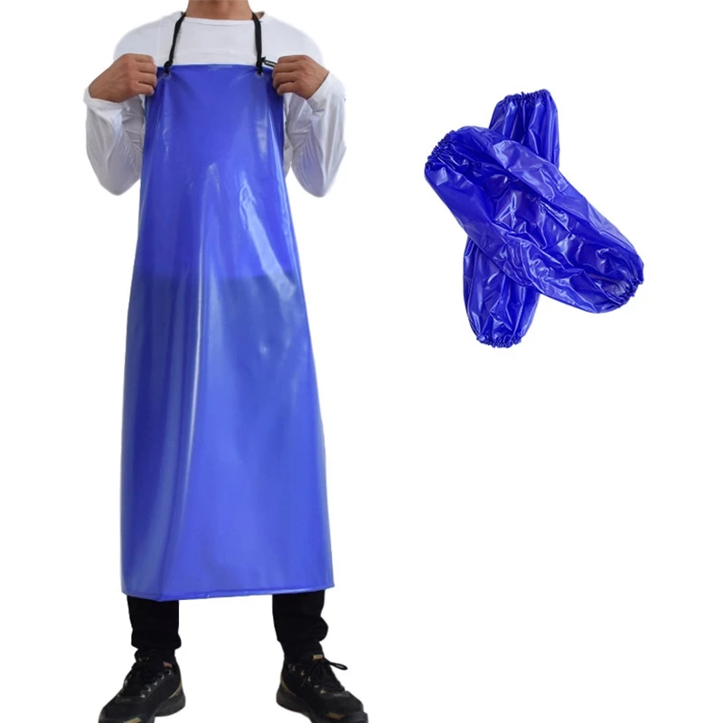 

DS943 Unisex Chemical Processing Industry TPU Apron Oil Acid Proof Washable Butcher Thicken Blue Waterproof Rubber PVC Apron, As pic