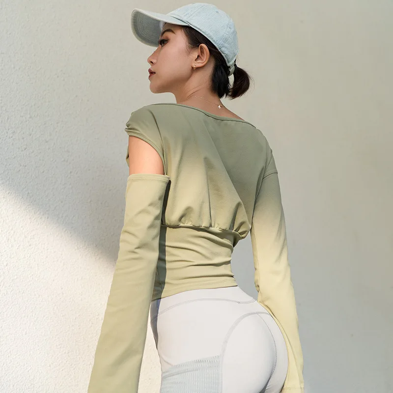 

BBLN6956 Factory wholesale ladies leisure sportswear sexy T shirt fitness clothing moisture wicking long sleeve yoga top