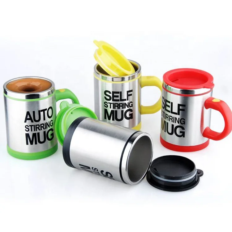 

ODM 12OZ Double Wall Stainless Steel Self Stirring Mugs Caneca Botellas De Agua Wholesale With Electric Shaker Auto Stirring Mug, Blue red black green yellow light blue