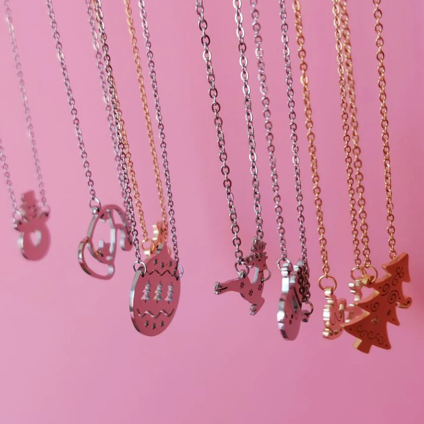 

Wholesale stainless steel christmas tree pendant necklace jewelry gift