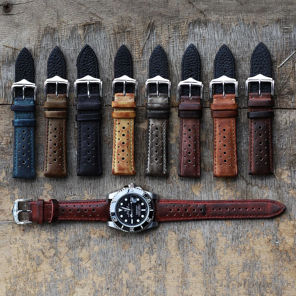 

Vintage Genuine Leather Watchbands 8 Colors Belt 20mm 22mm 24mm Women Men Cowhide Watch Band Strap Watch Accessories, 8 colors as description